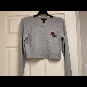 Grey long sleeve cropped top